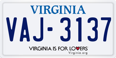 VA license plate VAJ3137