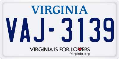 VA license plate VAJ3139
