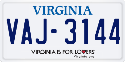 VA license plate VAJ3144