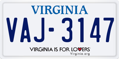 VA license plate VAJ3147
