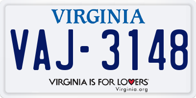 VA license plate VAJ3148
