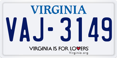 VA license plate VAJ3149