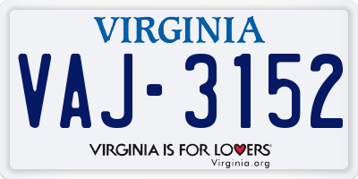 VA license plate VAJ3152