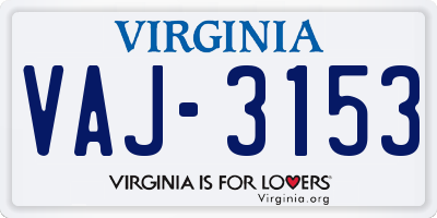 VA license plate VAJ3153