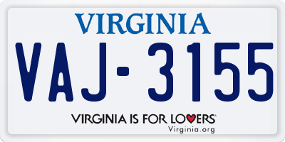 VA license plate VAJ3155