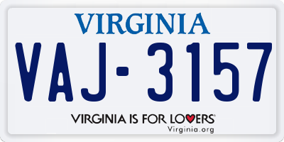 VA license plate VAJ3157