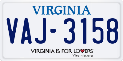 VA license plate VAJ3158