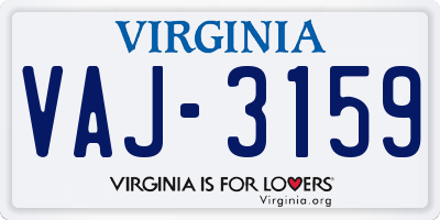 VA license plate VAJ3159