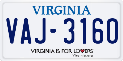 VA license plate VAJ3160