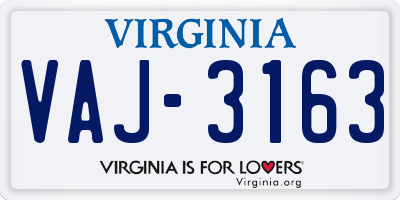 VA license plate VAJ3163