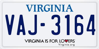 VA license plate VAJ3164