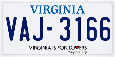 VA license plate VAJ3166