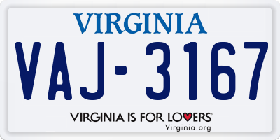 VA license plate VAJ3167