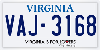 VA license plate VAJ3168