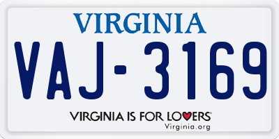 VA license plate VAJ3169