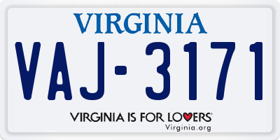 VA license plate VAJ3171