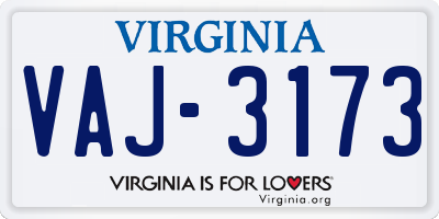 VA license plate VAJ3173
