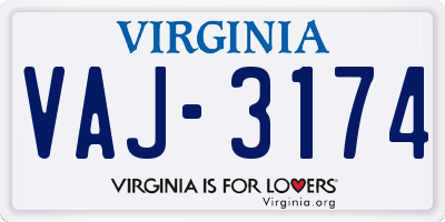 VA license plate VAJ3174
