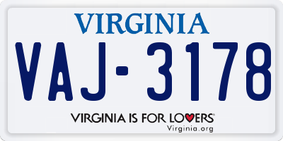 VA license plate VAJ3178
