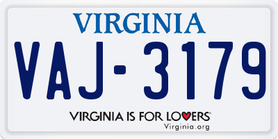 VA license plate VAJ3179