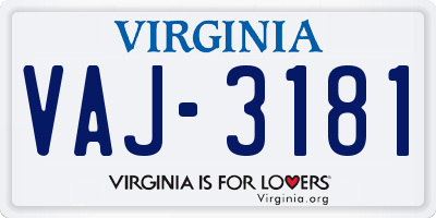 VA license plate VAJ3181