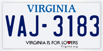 VA license plate VAJ3183