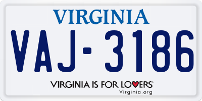 VA license plate VAJ3186