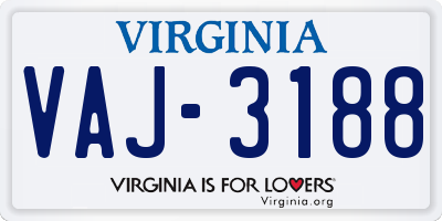 VA license plate VAJ3188