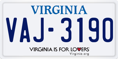 VA license plate VAJ3190