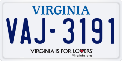 VA license plate VAJ3191