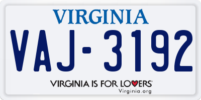 VA license plate VAJ3192