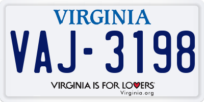 VA license plate VAJ3198