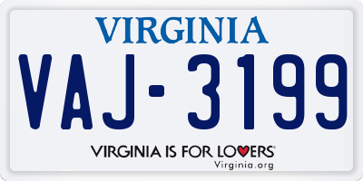 VA license plate VAJ3199
