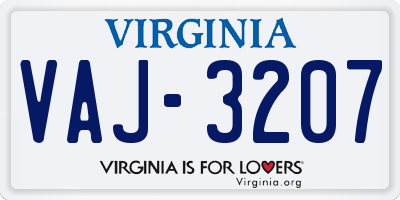VA license plate VAJ3207