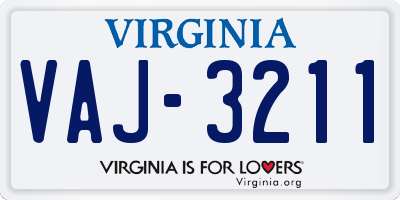 VA license plate VAJ3211