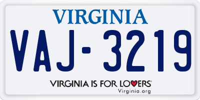 VA license plate VAJ3219