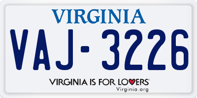 VA license plate VAJ3226