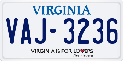 VA license plate VAJ3236