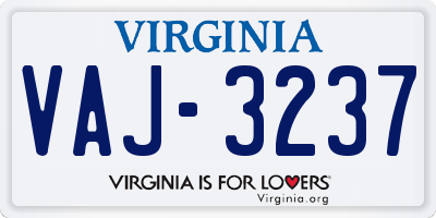 VA license plate VAJ3237