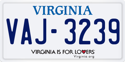 VA license plate VAJ3239
