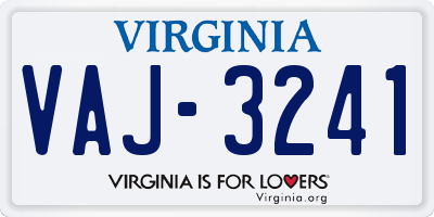 VA license plate VAJ3241