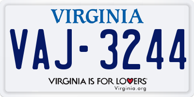 VA license plate VAJ3244