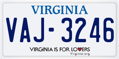 VA license plate VAJ3246