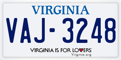 VA license plate VAJ3248