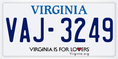 VA license plate VAJ3249