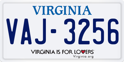 VA license plate VAJ3256