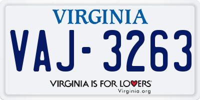 VA license plate VAJ3263