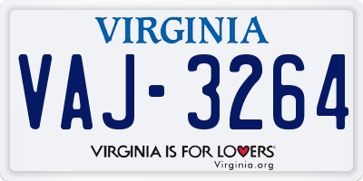 VA license plate VAJ3264
