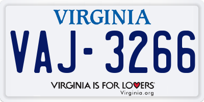 VA license plate VAJ3266