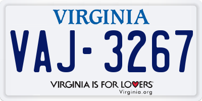 VA license plate VAJ3267